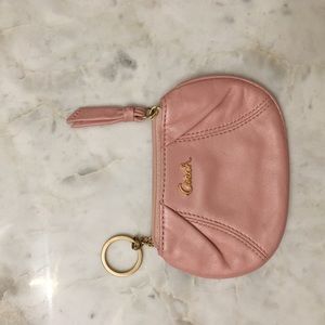 Coach Metallic baby pink coin purse. Gold emblshmt